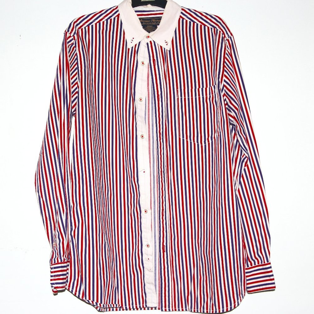 American Heritage Dawson and Brooks Horizontal Striped Button Down Casual Shirt